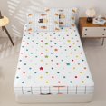 thumbnail image 4 of Manfei Cute Cat Zipper Queen Comforter Set with Fitted Sheet and 2 Pillowcases, Cartoon Grid Plaid Zipper Bedding Set, White, Polkadot Reversible, 4-Piece, 4 of 7