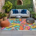 thumbnail image 2 of Watercolor Flip Flops Outdoor Rug for Patio/Deck/Porch, Non-Slip Large Area Rug 6 x 9 Ft, Summer Ocean Beach Slippers Blue Indoor Outdoor Rugs Washable Area Rugs, Reversible Camping Rug Carpet Runner, 2 of 8