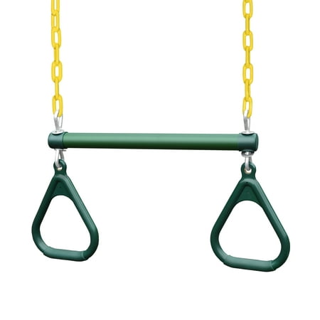 Gorilla Playsets 17" Trapeze Bar with Green Rings and Yellow Chains