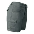 thumbnail image 6 of Cargo Shorts Women Elastic Mid Rise Outdoor Hiking Athletic Button Denim Knee Bermuda Plus Size Casual Lady Clothes W/Pockets Dark Gray S 8" inseam, 6 of 8