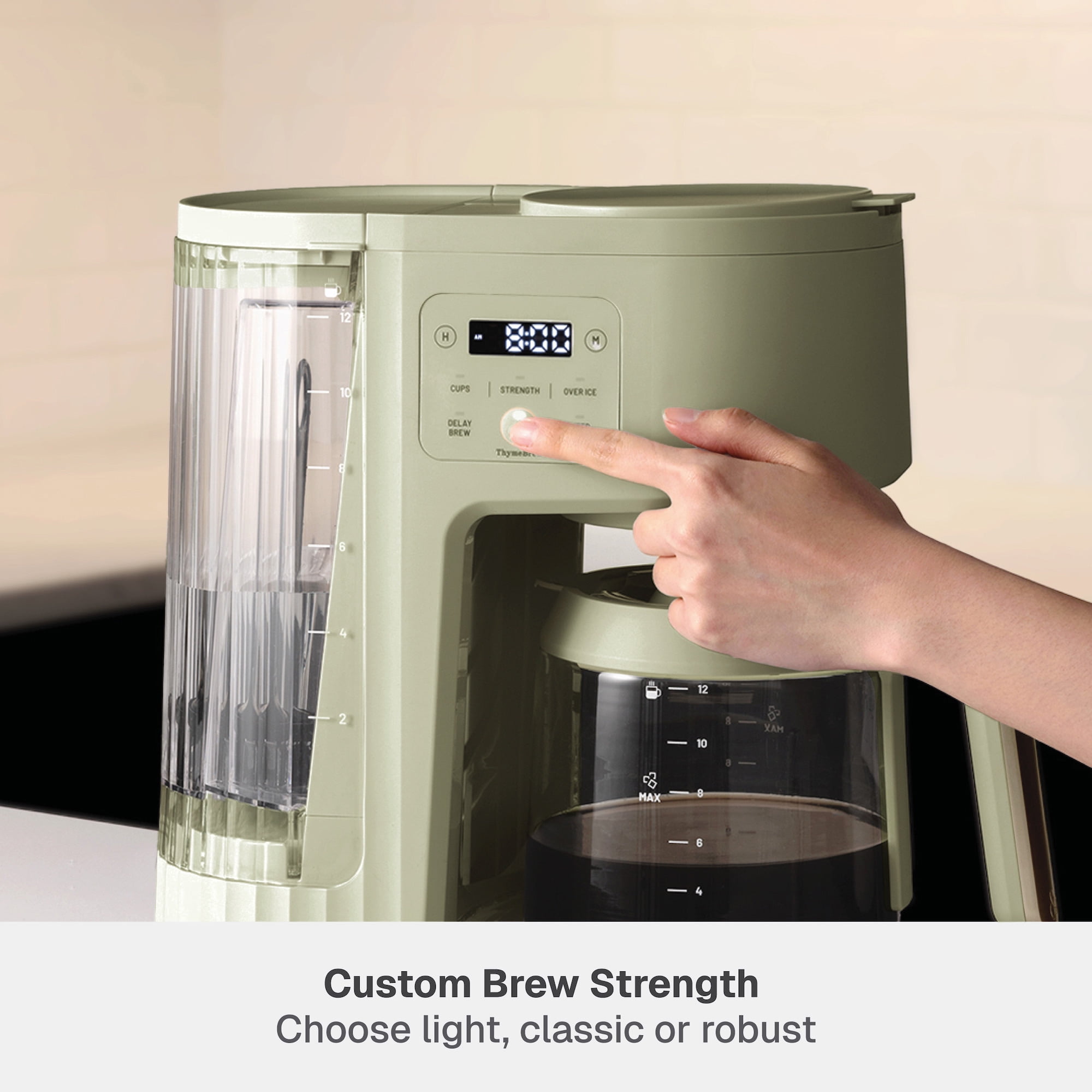 Thyme & Table 12-Cup Programmable Drip Coffee Maker with 60oz Water Reservoir, 4 Brew Modes, and Warming Plate, Eucalyptus Green