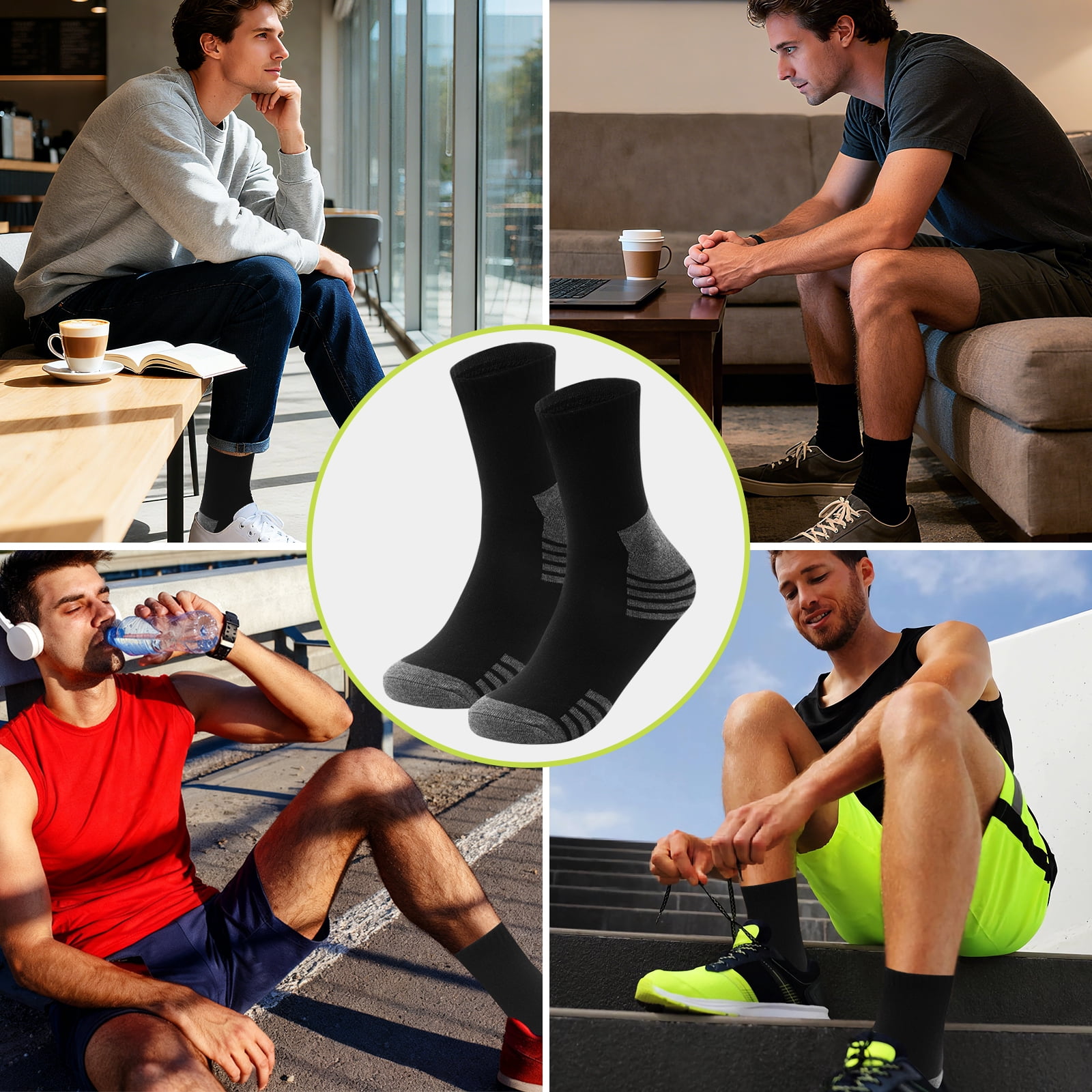 Usavemo 20 Pairs Mens Plus Size Socks Casual Socks Athletic Ankle Socks for Men Size 13-15