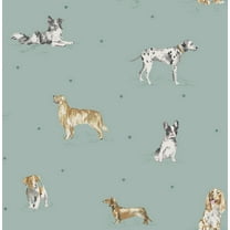Fine Decor Delmar Blue Painted Dogs Wallpaper