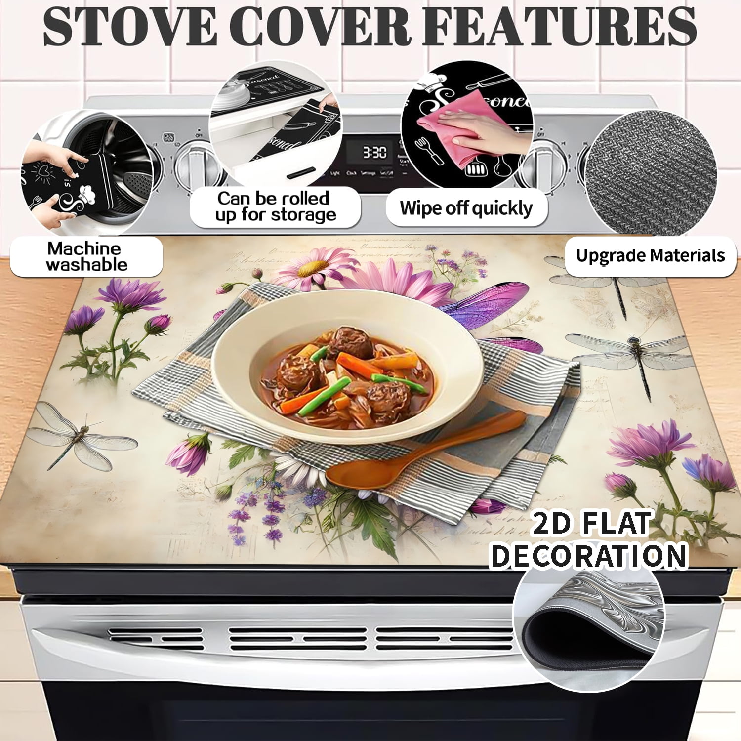 Stove Top Cover for Electric Stove (28.5"x20.5") - Ceramic Glass Cooktop Protector, Heat Resistant Range Cover, Flat  Stovetop Protector, Multipurpose Dish Drying Mat for Kitchen