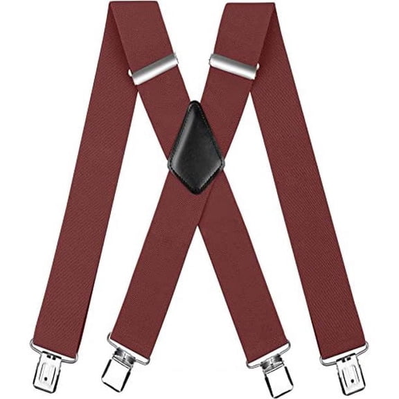 Men's Suspender Trousers Braces with Strong 2 inch Wide 4 Clips Heavy Duty for Men X Style Adjustable Suspenders
