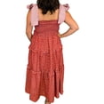 thumbnail image 3 of Square Neckline Women Floral Print Sleeveless Smock Long Ruffle Dress, 3 of 6