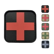 Medic First Aid Morale Patch - Perfect for IFAK Rip Away Pouch, EMT, EMS, Trauma, Medical, Paramedic, First Response Rescue Kit, Tactical, Combat, Emergency, Blow Out, EDC Bag (Black-Red)