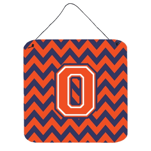 Carolines Treasures CJ1042-ODS66 Letter O Chevron Orange and Blue Wall or Door Hanging Prints 6HX6W multicolor