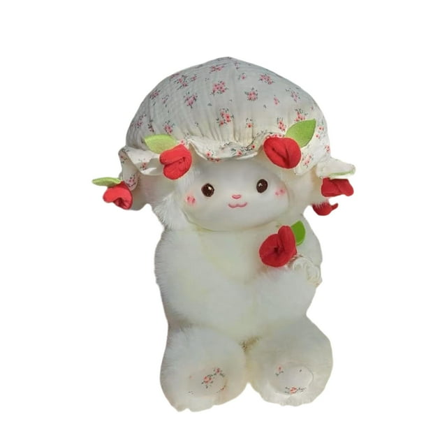 Ramo de peluche de oveja para manualidades, suave y convertible, con gorro de peluche Rojo