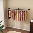 thumbnail image 7 of Wall Mounted Clothes Rack 60in, Industrial Pipe Clothing Racks Wall Mount, Heavy Duty Detachable Iron Garment Bar, Saving Space, Multi-Purpose Hanging Rod for Bedroom, Laundry Room, 2 Packs, 7 of 7