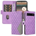 thumbnail image 2 of Mantto Slim Wallet Phone Case for Google Pixel 6a 6.1",for Women Men,Durable PU Leather Magnetic Folio Flip Holder ID Credit Card Slots Shockproof Phone Case with Hand Strap,Purple, 2 of 11