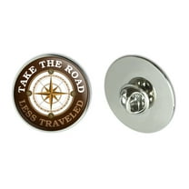 Take The Road Less Traveled Compass Metal 1.1" Tie Tack Hat Lapel Pin Pinback