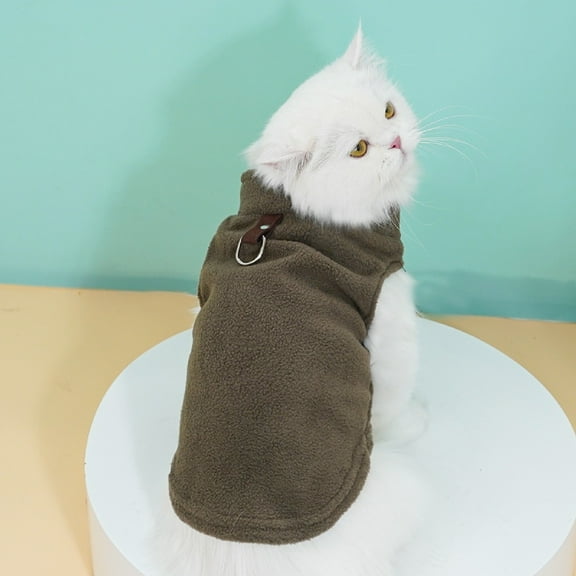 Fleece Vest Sweater with Leash Ring - Soft Lightweight, Breathable - for Puppies/Small Dogs/Cats, Fall/Winter - Easy On/Off Design