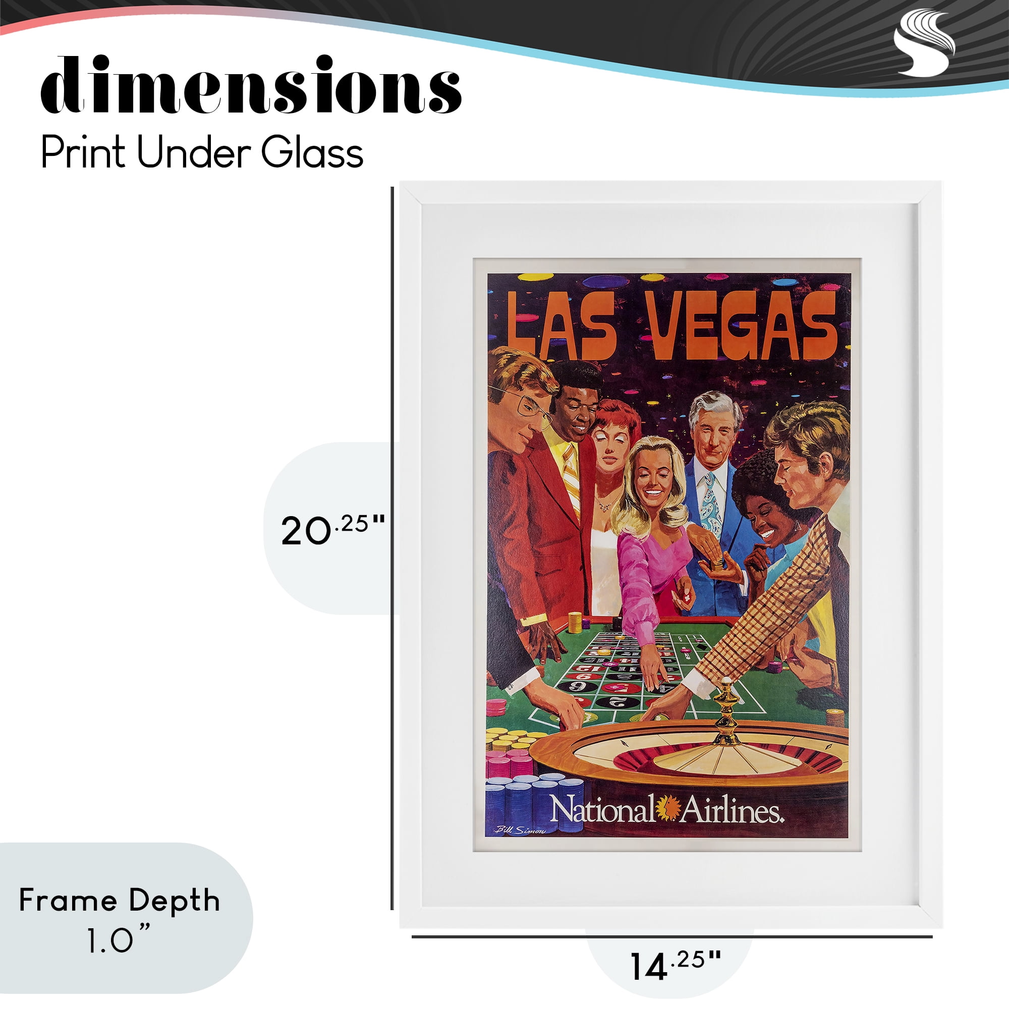 Stupell Industries Vintage Las Vegas Casino White Framed Print Under Glass, design by Vintage Posters