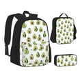 thumbnail image 2 of Naloa Avocado Friends Print Large Capacity Backpack Lunch Bag Pencil Case Combination 3 Piece Set for Student, 2 of 8