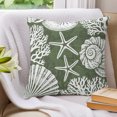 thumbnail image 3 of Pillow Covers 26x26 Set of 2, Dark Green Coastal Throw Pillow Covers Decorative Couch Cushion Cover, Conch Nautical Summer Starfish Shell Coral Microfiber Soft Pillowcases for Bedroom Living Room, 3 of 9
