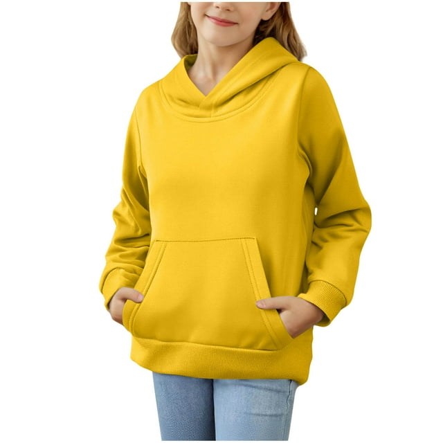 Chandail à Capuche en Coton Doux pour Garçons et Filles, Classique, Surdimensionné, avec Poche