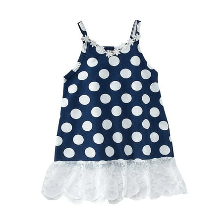 

EUMODR Girls Black And White Dress Girls Size 5 Dresses Toddler Kids Girls Summer Strap Lace Patchwork Dot Print Princess Dress Casual Clothes