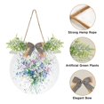 thumbnail image 2 of Minimalist Watercolor Flower Front Door Porch Decoration Hanging Sign with Artificial Green Plants and Bow for Home Outdoor Indoor, 2 of 7
