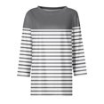 thumbnail image 4 of moda de las mujeres casual cuello redondo manga 3/4 suelta impresa camiseta señoras top gris/s, 4 of 5