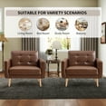 thumbnail image 3 of Bonzy Home Tufted Accent Arm Chair — PU Faux Leather Upholstered Mid-Century Modern Club Chair with Solid Wood Legs, 3 of 5