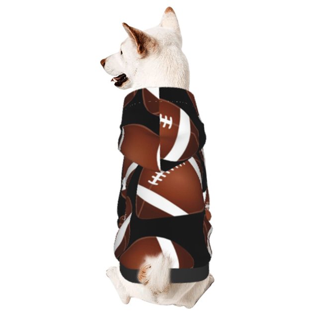Balery Brown Football On Black Sudadera con Capucha para Perros Pequeños – Ropa para Mascotas, Disfraz para Perros y Gatos, Ideal para Fiestas y Cosplay-Large