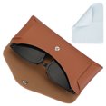 thumbnail image 1 of Estuche de gafas de cuero con botón y paño de limpieza para hombres y mujeres (Khaki), 1 of 6