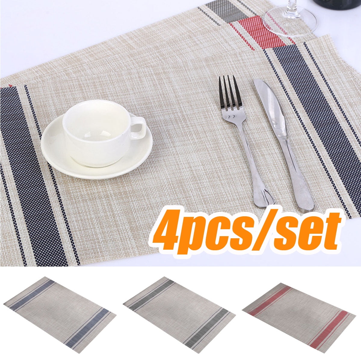 Happy date 4Packs Placemats, HeatResistant Placemats Stain Resistant AntiSkid Placemats for
