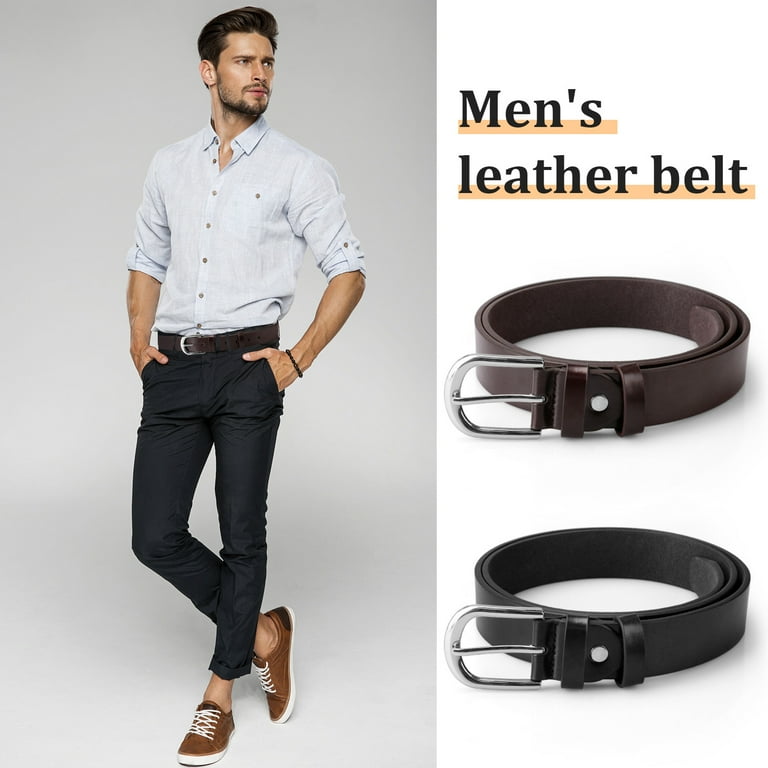 Htwon Classic Soft Men Belt Genuine Leather Belts Metal Buckle For