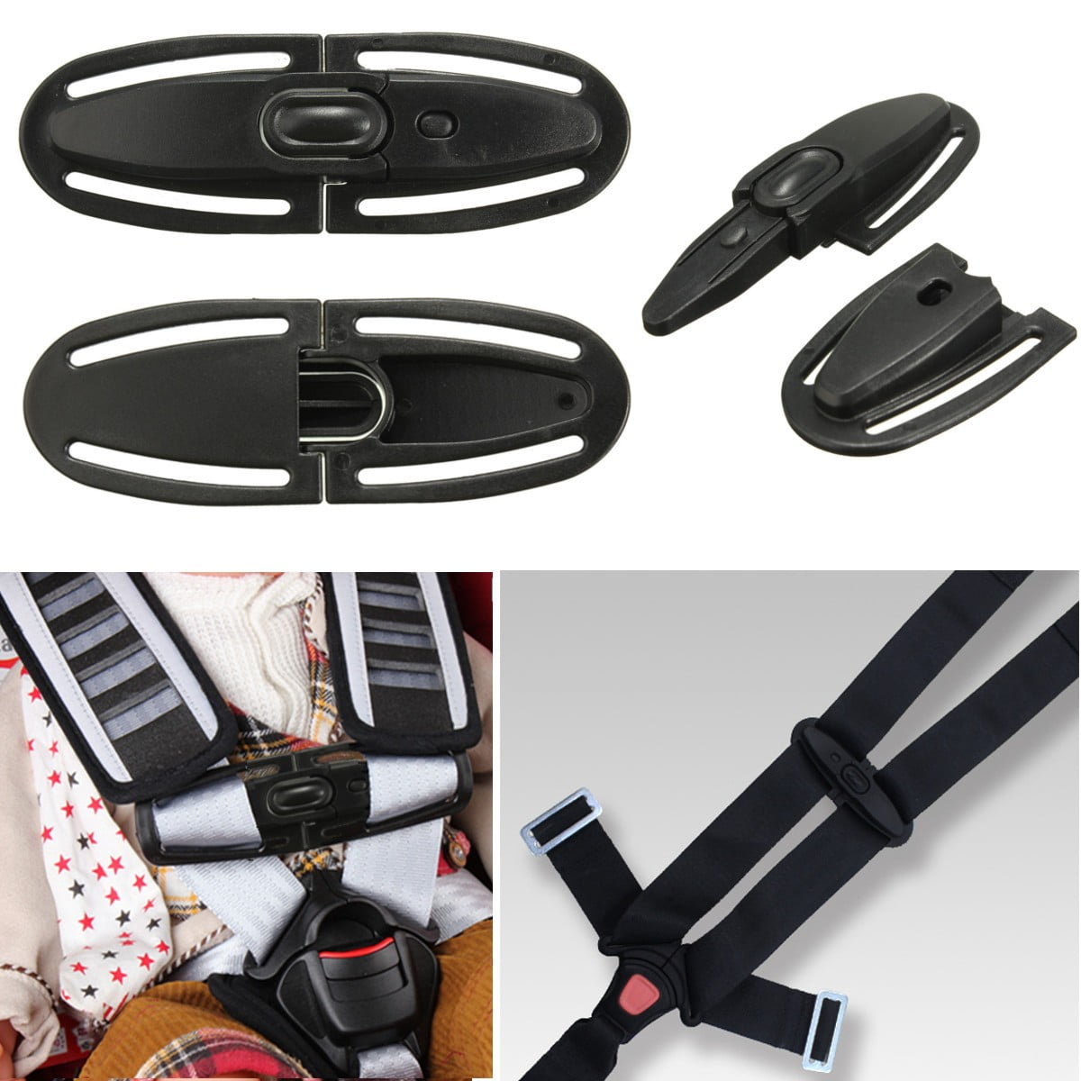 Seat Belt Gated Buckle Locking Clip Child Harness Baby New Metal 