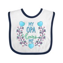 Inktastic My Opa Loves Me with Flowers and Hearts Boys or Girls Baby Bib
