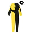 thumbnail image 4 of iixpin Girls Unitards Gymnastics Full Body Ballet Leotards Figure Ice Skating Jumpsuit One Piece Dance Bodysuit Yellow&Black 10, 4 of 6