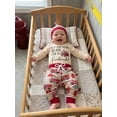 thumbnail image 4 of RUINIXCW Baby Boy Fall Outfit Letter Firetruck Print Long Sleeve Rompers and Elastic Pants Beanie Hat Set 3 Piece Clothes, 4 of 9