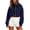 Navy, variant on Wenini Women's Cropped Corduroy Jacket Long Sleeve Zip up Collared Coat with Pocket
