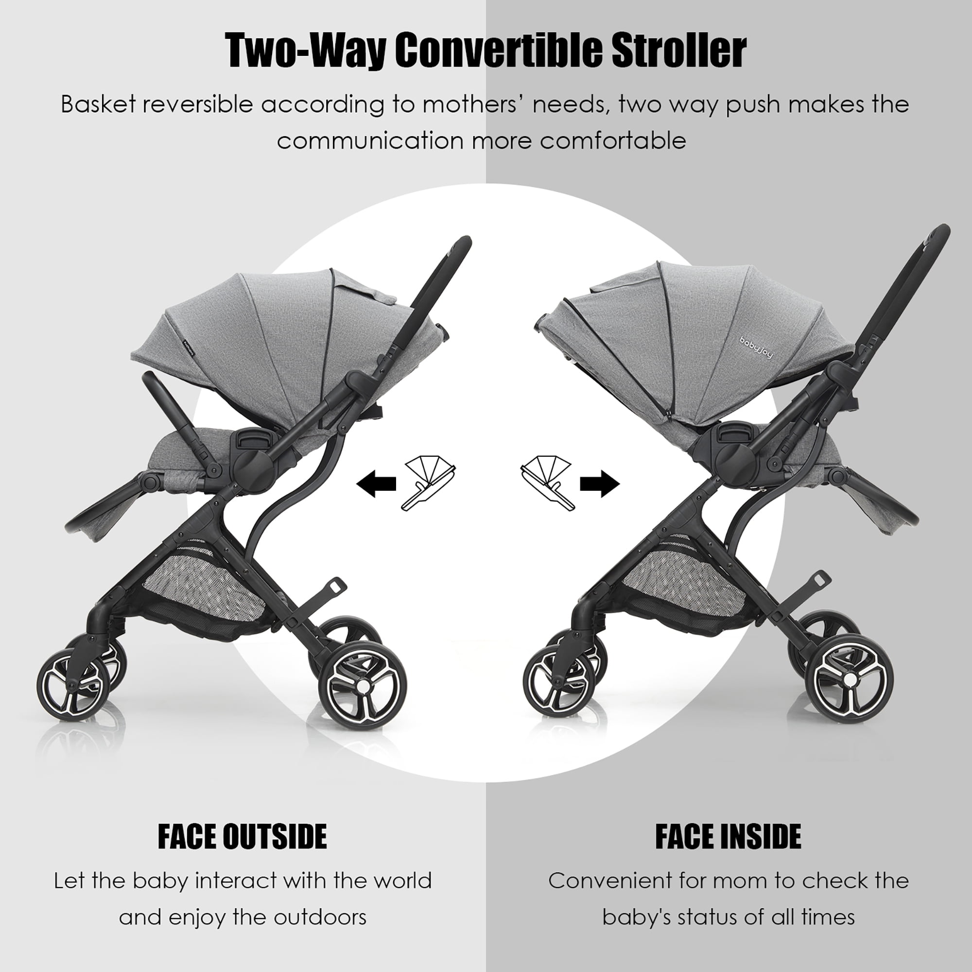 Multifunctional Luxury Baby Stroller two-way trolley folding bi-directional  high landscape stroller