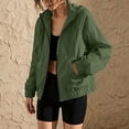 thumbnail image 6 of Xaqiouau Womens Solid Color Thin Waterproof Hooded Full Zip Windbreaker Relaxed Fit Raglan Sleeve Elastic Cuff Hem Spring Summer Fall Outdoor Casual Wind Jacket Army Green M, 6 of 8