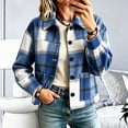 thumbnail image 2 of Enjoytime Fall Jackets for Women Plaid Lapel Collar Button Down Cropped Jacket Trendy Casual Coat Fashion Long Sleeve Outerwear, 2 of 7