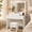 White-04, variant on Dayago Vanity Desk with LED Lighted Mirror & Power Outlet, Makeup Table with Drawers & Cabinet,Storage Stool, White
