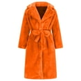 thumbnail image 4 of WCMZJ Plus Size Fur Coats for Women Winter Maxi Fluffy Faux Fur Overcoat Warm Long Parka Jacket Lapel Collar Coat Pocket Outwear with Belt Orange M, 4 of 6