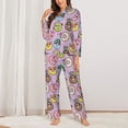 thumbnail image 6 of Rateoe Cartoon Donuts Pattern Womens Pajamas Set Long Sleeve Sleepwear Button Down Nightwear Soft Cotton Pj Lounge Sets, 6 of 9