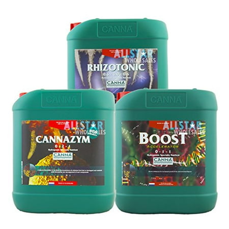 Canna Boost, Cannazym, Rhizotonic Plant Additives Hydroponic Nutrient Bundle (5
