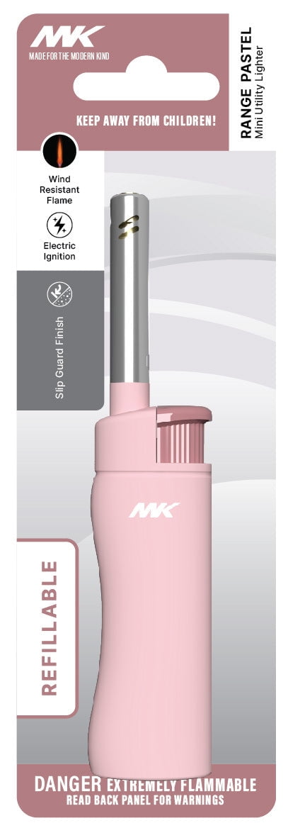 MK Range Pastel Mini Utility Windproof Flame Candle Lighters, Pastel Orange and Pink, 1 pack