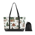 thumbnail image 7 of FORMRS Canvas Laptop Tote Bag for Women with 15.6" Computer Compartments Shoulder Handbag, Brown Christmas House, 7 of 7