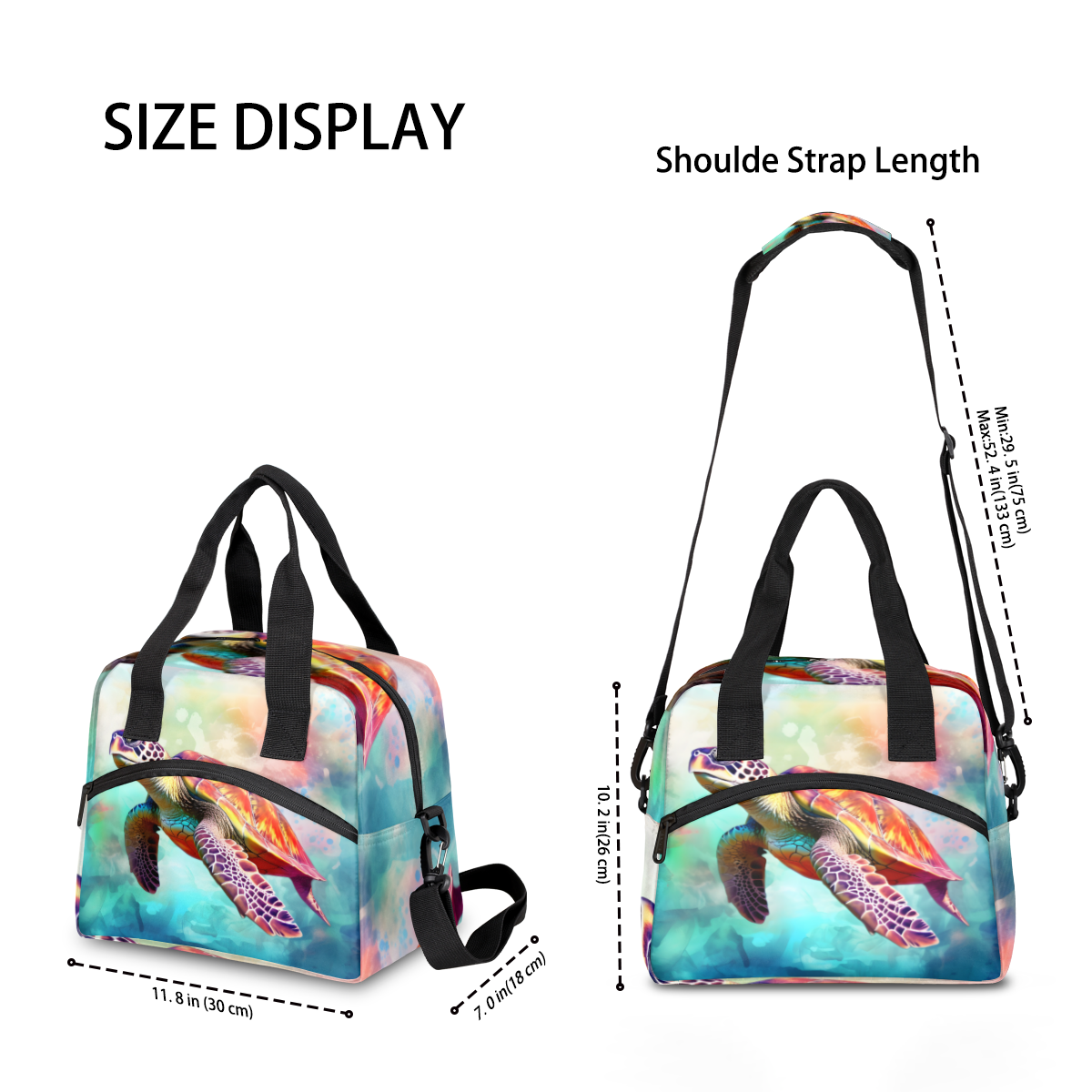 Herdesigns Ocean Turtle Insulated Lunch Bag for Women Men Adults Large Reusable Lunch Box Sea Turtle Leakproof Cooler Tote Bags with Adjustable Shoulder Strap