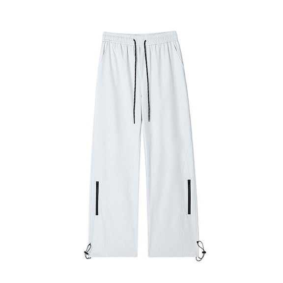 JUUYY Men's Lightweight Windbreaker Pants Straight Leg Elastic Drawstring Waist Moisture Wicking Casual Outdoor Quick Dry Trousers Beige L