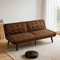 thumbnail image 5 of BSHTI 63" 3-in-1 Convertible Sofa Bed – 5-Position Adjustable Backrest (90°-180°), Linen Blend Fabric, Comfort Sofa for Apartment, Guest Room, or Living Space, Brown, 5 of 10