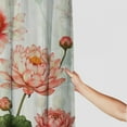 thumbnail image 3 of Shiartex  Yoga Shower Curtain, Pastel Colored Blooming Lotus Flower Romantic Fresh Garden Plant Spa Theme, Cloth Fabric Bathroom Decor Set with Hooks, Peach Green and White, 3 of 7