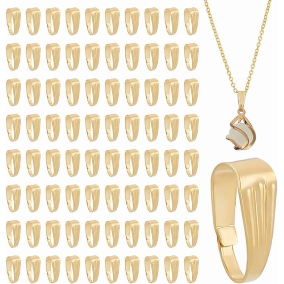 300pcs 14K Gold Plated Pendant Clasp Snap On Bails Pinch Bail Clip Hook Pendant Connector Charm Attachment Clasps