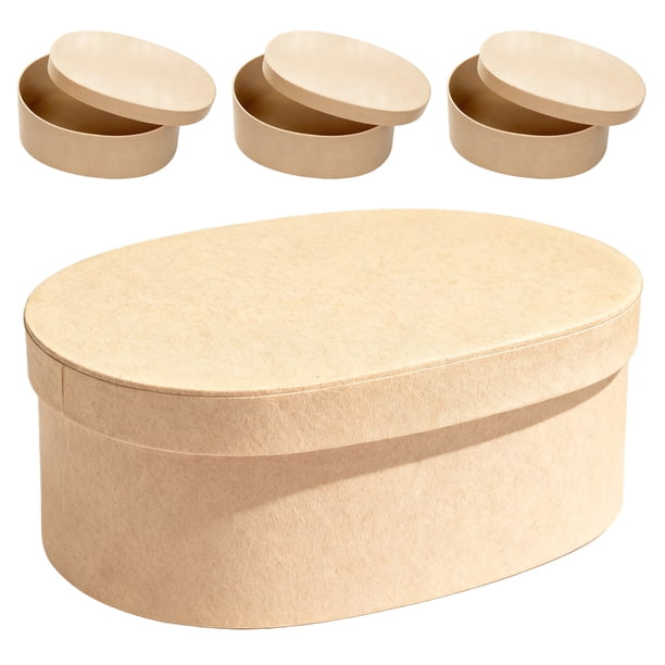 GOOHOCHY cajas de cartón para joyería: contenedores de almacenamiento con tapa - 19 x 13,5 x 7,6 cm, cajas de regalo ovaladas de papel kraft para envolver perfumes, regalos y recuerdos de boda.