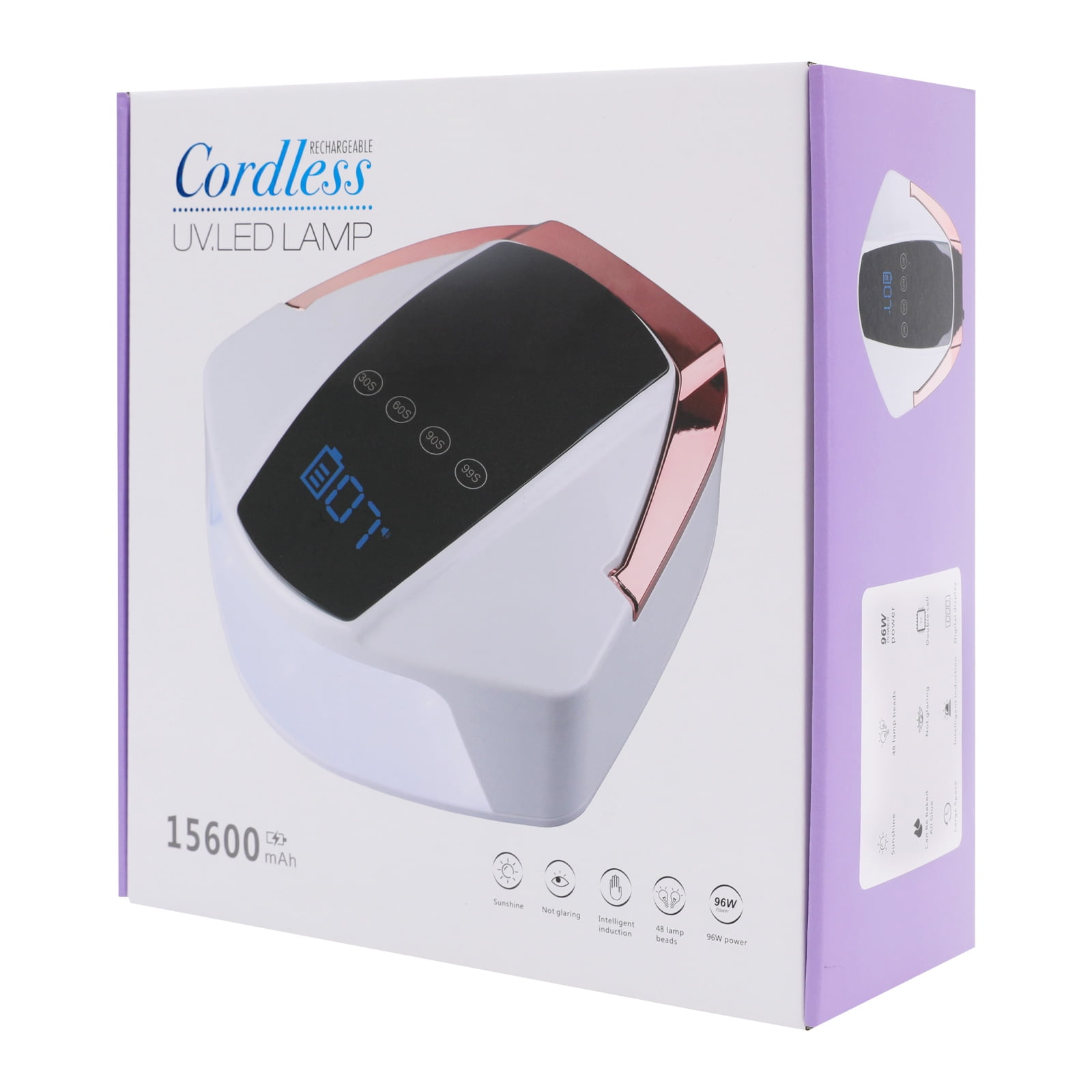 96W ABS Cordless Wireless Rechargeable LED Manicure Desk Lamp Automatic Sensor UV LED Nail Dryer White + Red + Black